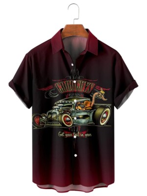 Car Simple Get Your Tail In Grear Hawaiian Shirt Speed Car Button Tee Size S-5XL