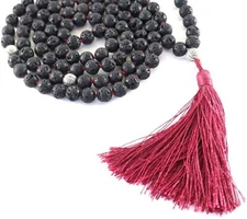 Lava Tibetan Prayer Necklace (Mala) with Choice of Essential Oils