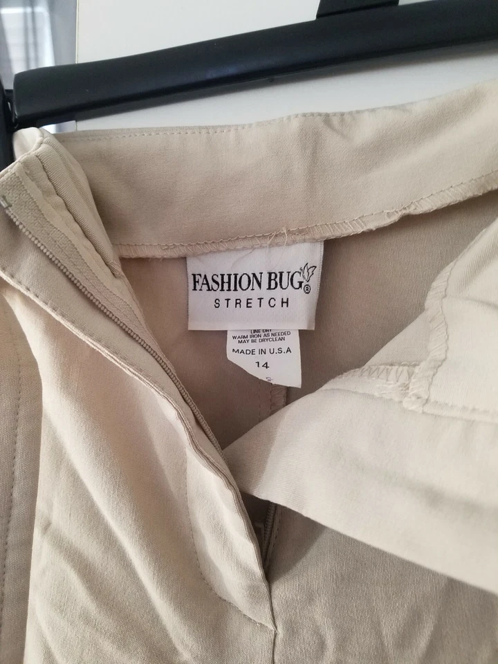 Fashion Bug Stretch Pants Size 14 Beige *New with Tags* - Image 2 of 4