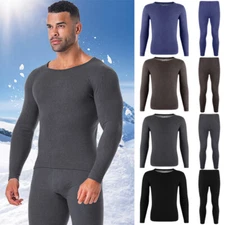 Men Fleece Lined Thermal Top Pants Winter Ultra-Soft Long Johns Underwear Set