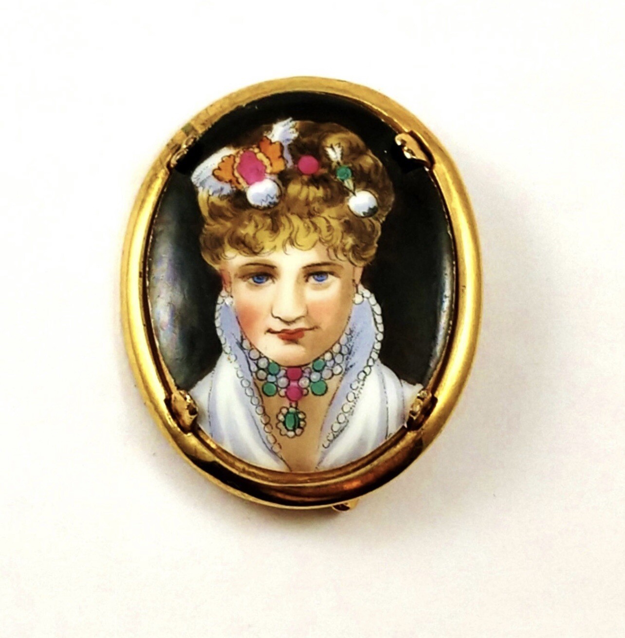 Antique Edwardian Art Nouveau HandPainted Lady Portra… Gem