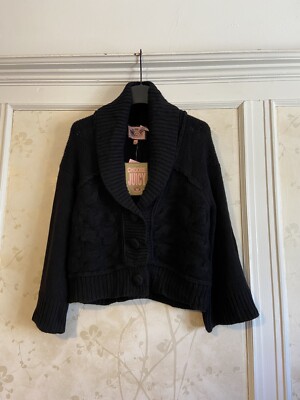 NWT $248 Juicy Couture Womens Lofty Cable Shawl Cardigan Sweater M