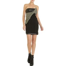 NWT ALEXANDER WANG 8 fitted dress draped sash leather runway $695 black couture