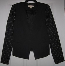MICHAEL by MICHAEL KORS NAVY BLUE GOLD STUDDED SLEEVE LUX 6 BLAZER SUIT JACKET