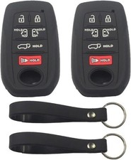 2Pcs Black Rubber Silicone 6 Buttons Smart Key Fob Cover Cas Color: 2pcs Black