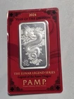 2024 PAMP Suisse Azure Dragon 1oz .999 Silver Bar Sealed Assay