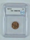 1937-S Lincoln Wheat Cent MS65 RD ICG