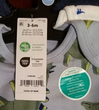 CARTERS 3 Piece Set  Bodysuits Baby Boy Infant  3-6 Months Dinosaurs NWT 