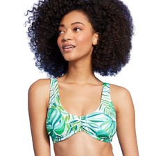 Women's Underwire Bralette Bikini Top Shade  Shore Green Leaf Print 36C