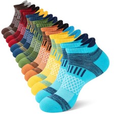 7 Pairs Mens Ankle Socks Cotton Athletic Socks with Cushion Low cut Running S...