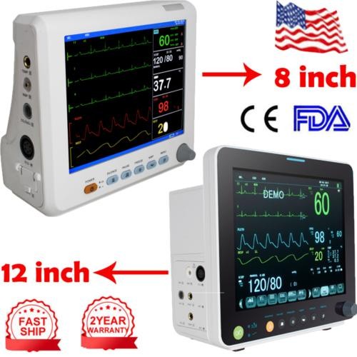 12/8" Vital Signs ICU Patient Monitor ECG NIBP RESP TEMP SPO2 Hospital ...