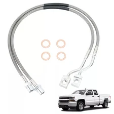 2PCS Front Steel Extended Brake Lines 89370 for Silverado Sierra 1500 2007-2019
