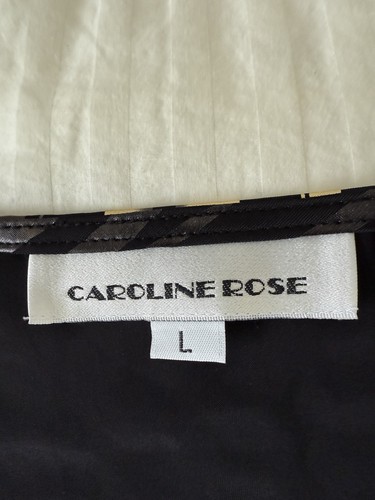 CAROLINE ROSE STRETCHY BLACK GOLD SIDE SLITS TOP SLEEVELESS SIZE L - Picture 7 of 8