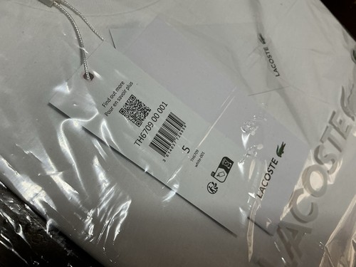 LACOSTE T-SHIRT LUXURY PIMA 100% Cotton WHITE Size 5 UK L Authentic BNWT RRP £55 - Picture 13 of 14