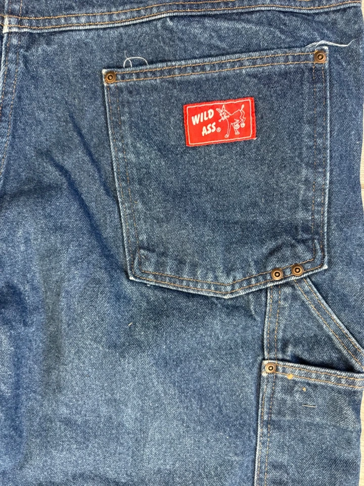 Wild Ass dbl knee logger blue jeans w/suspender buttons made in usa 42x32(42x30) - Image 3 of 4