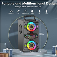 TOMPROAD Portable Bluetooth Karaoke Speaker w/ LED Lights, Mic & Remote