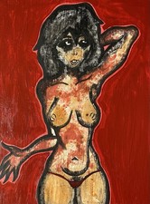 Acquerello, guazzo e vernice acrilica arte horror originale "Caught Killing"