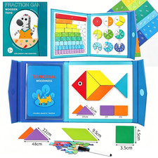 Magnetic Fraction Demonstration Book with Magnetic Tangram Puzzle Book Set Toys