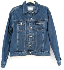 Old Navy Womens Dark Denim Relaxed Classic Trucker Jacket Medium Western Boho