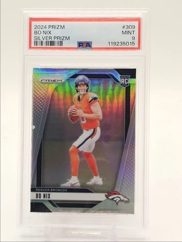 BO NIX 2024 PANINI PRIZM ROOKIE FOOTBALL SILVER BRONCOS E RC PSA 9 Q0004
