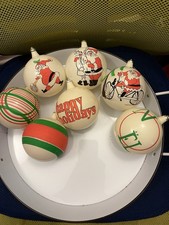 vintage hand painted christmas Ornaments  glass