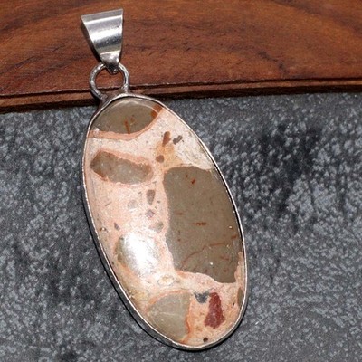Asteroid Jasper 925 Silver Plated Handmade Pendant 2'' Modern Gifts JW