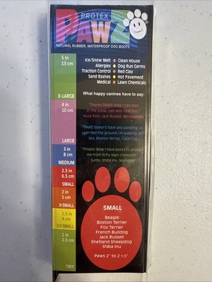Protex Pawz Dog Puppy Disposable Boots Size SMALL Red Reusable Waterproof 12 pk.