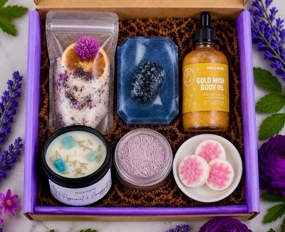 Crystal Self Care Treat Box - Box One - Goldrausch, Citrin Wellness Geschenkset