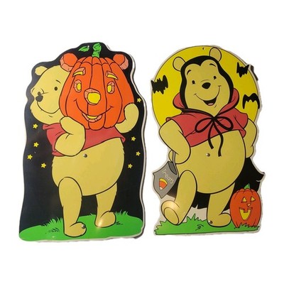 2 Vtg Disney Winnie The Pooh Halloween JMC Impact Plastics Yard Art With Stakes