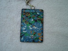 AUTHENTIC COACH MULTI COLOR FLORAL PRINT COATED CANVAS LANYARD ID. HOLDER VGC