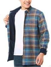 NWT Weatherproof Vintage Men's Fleece Lined Flannel Shirt Jacket Plaid Blue XL
