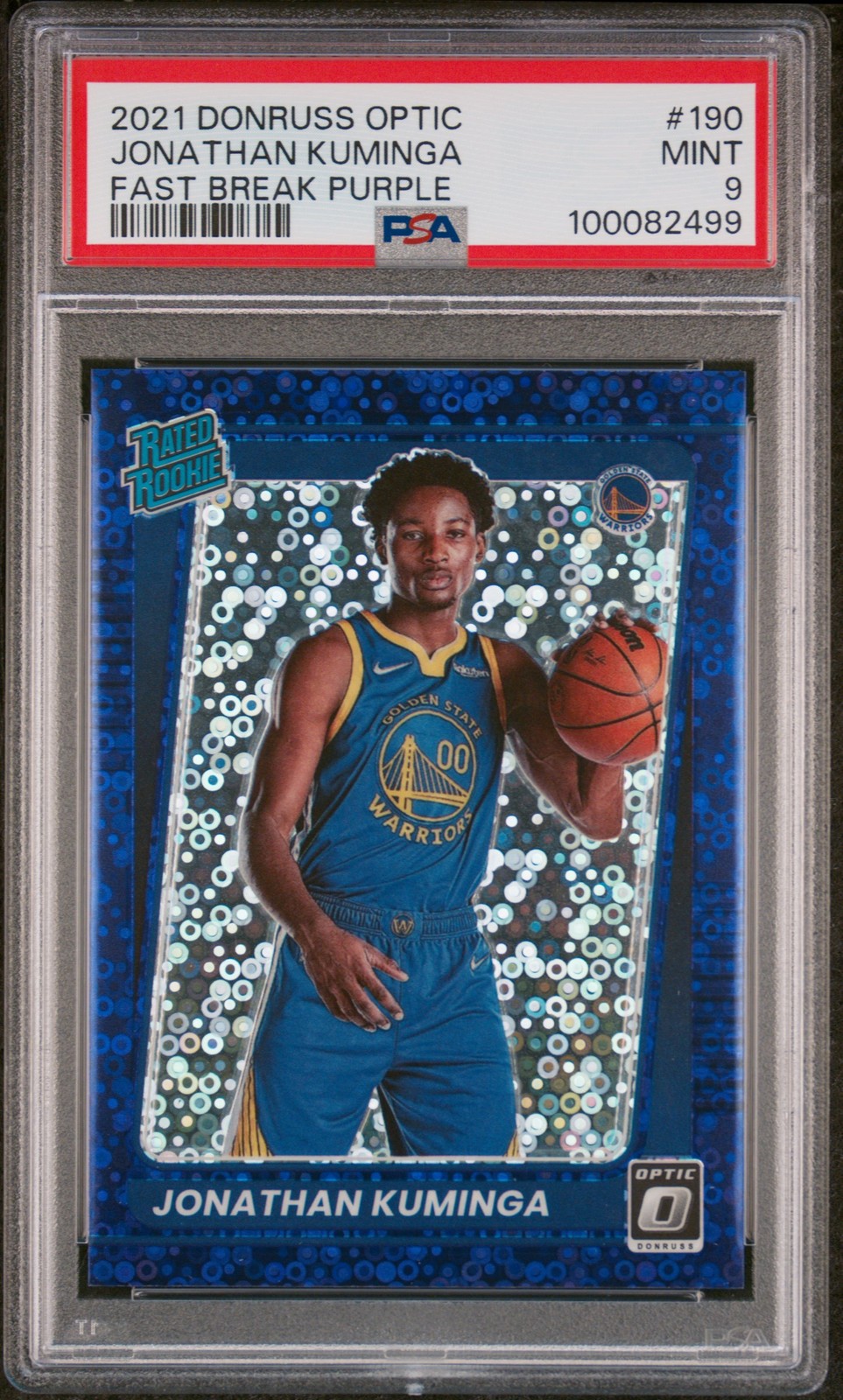 2021 PANINI DONRUSS OPTIC FAST BREAK PURPLE  #190 JONATHAN KUMINGA 50/95 PSA 9