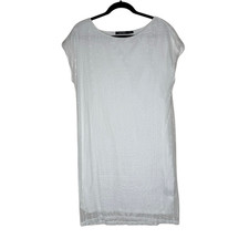Lauren Ralph Lauren Dress White Geometric Pattern Mesh/Lined Shift SizeM Coastal