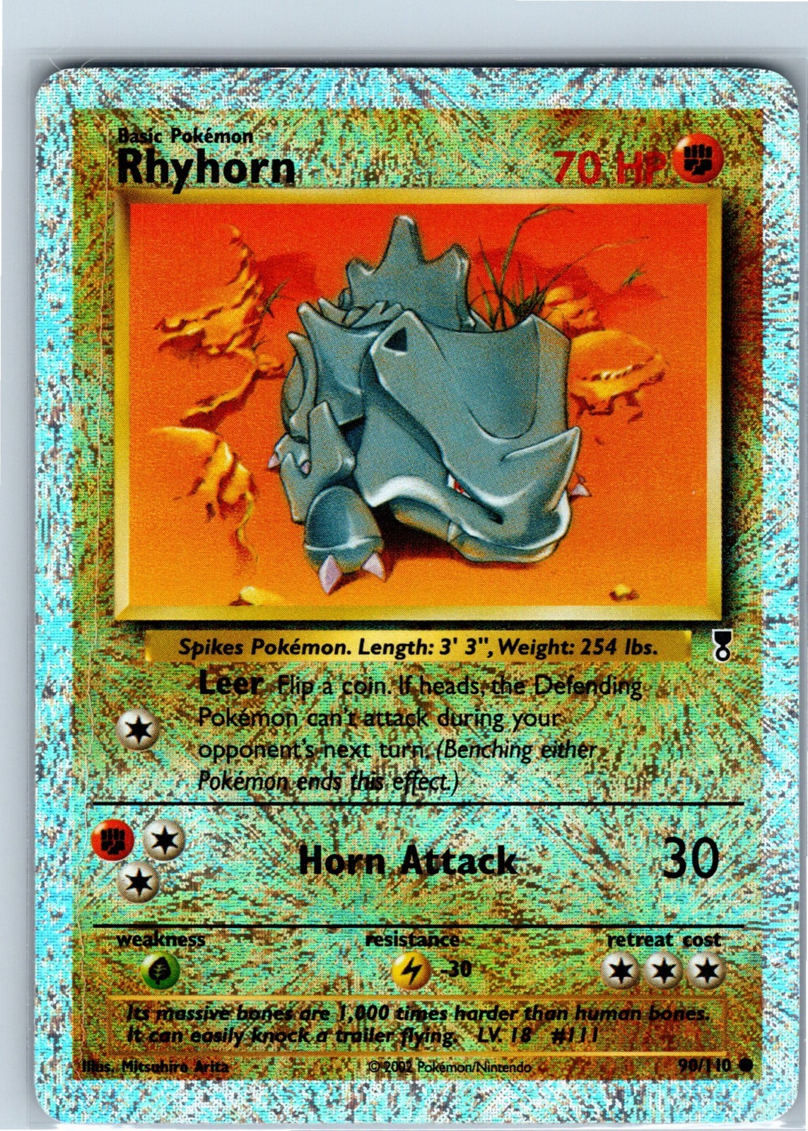 Pokemon Card - Rhyhorn 90/110 - Legendary Collection - Reverse Holo