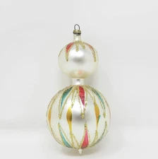 Vintage Hand Blown Glass Finial Drop Christmas Ornament ~ 4-1/4"