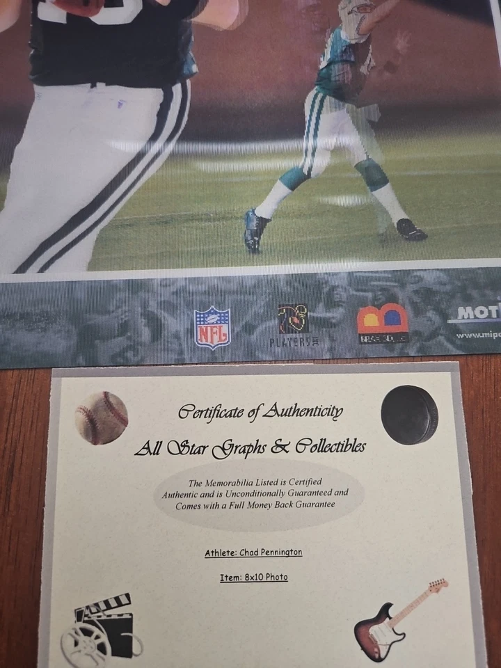 Foto autografiada a mano por Chad Pennington de los New York Jets 8x10 certificado de autenticidad Foto 4 de 4