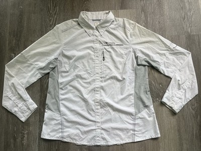 Columbia Titanium Omni-Freeze Zero UPF 50 Roll-Up LS BD Shirt WHITE GRAY XL $120