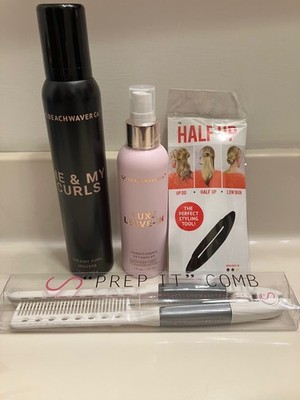 New Beachwaver Luxe Leave In, Prep it Comb, Me&My Curls, Half up Tool