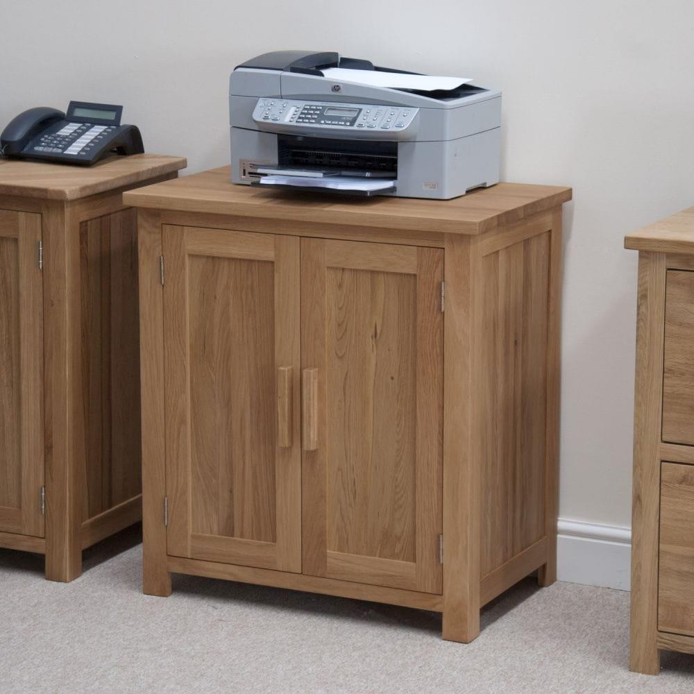 Solid Oak Printer Cupboard, Opus Oak Lacquer Finish Office Furniture New