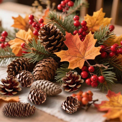 Thanksgiving Pine Cones Autumn Harvest Diy Maple Leaf Decor for Holiday Party
