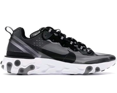 Nike React Element 87 Anthracite Sneaker Men 11.5 Blk Wht Translucent AQ1090-001