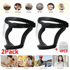 2 Anti-Fog Full Face Mask Paint Dust Eye Safe Protective Transparent+4 Filter