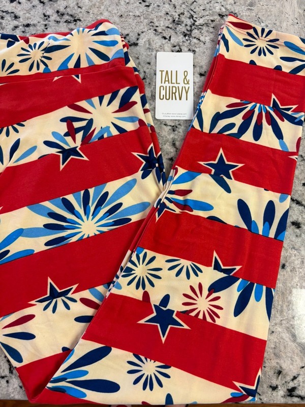 LuLaRoe Tall/Curvy Leggings Stars, Stripes & Fireworks! Celebrate America 250th