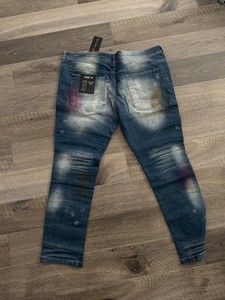 Ministry of Fashion MOF 1886 Men’s Vintage Wash Skinny Stretch Denim Jeans Blue