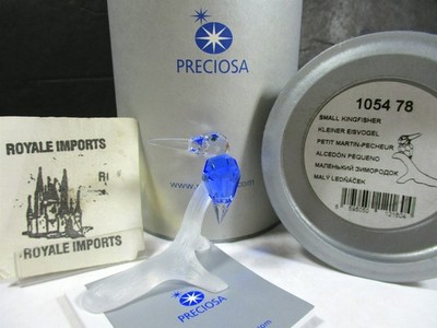 Preciosa Crystal Kingfisher Bird Certificate In Box Czech Republic Figurine