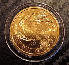 2 Euro Hard Gold Plated 18c Italy 2004 Uncirculated