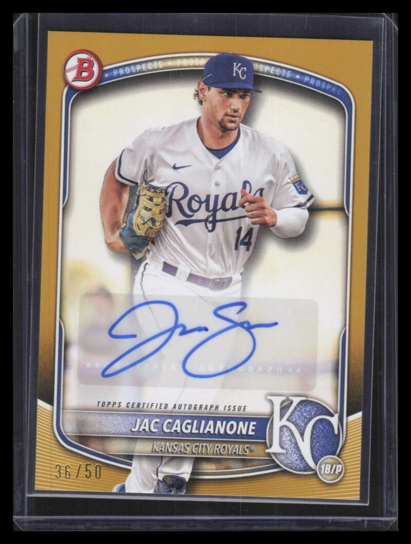 2025 Bowman Prospect Autographs Gold Border BPAJC Jac Caglianone RC Auto 36/50