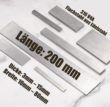 Flachstahl Edelstahl A4 V4A Flachmaterial Breite 10mm-80mm Rostfrei Länge 200mm