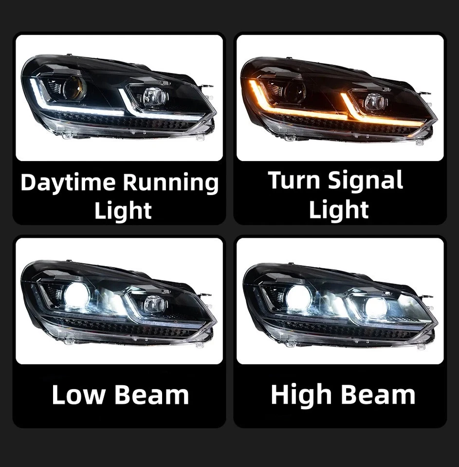 Parr Voll LED Scheinwerfer für Volkswagen VW Golf 6 MK6 2008-2012 Frontleuchten - Bild 3 von 4