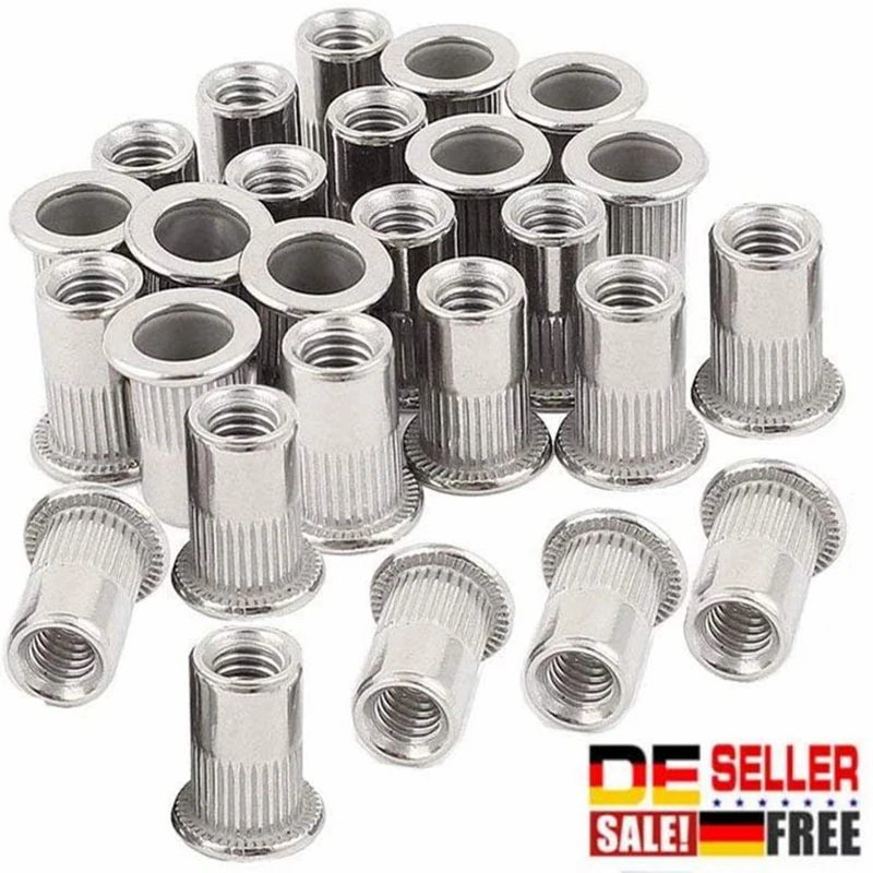 150-Stück Edelstahl Einnietmutter Flachkopf Einziehmutter Nietmutter M3-M10 Set - Bild 2 von 4
